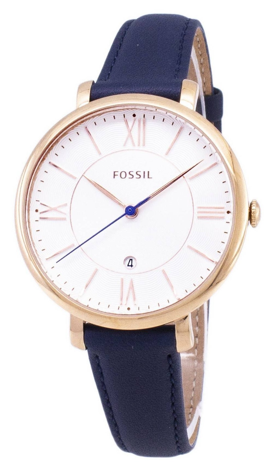 Fossil Jacqueline Silver Urtavla Marinblå läder ES3843 Damklocka