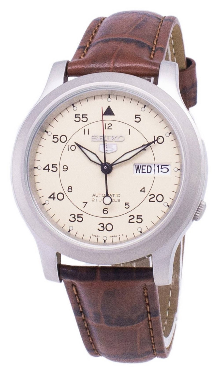 Seiko 5 Military SNK803K2-var-SS2 Automatisk brunt läderarmband herrklocka