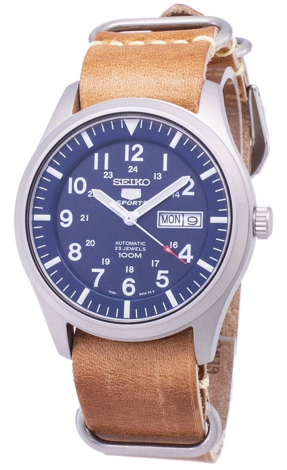 Seiko 5 Sports SNZG11K1-var-LS18 Automatisk brunt läderarmband herrklocka