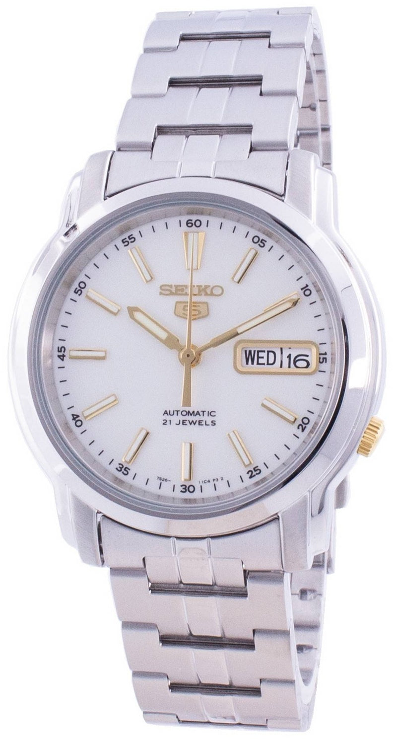 Seiko 5 automatisk vit urtavla SNKL77 SNKL77K1 SNKL77K herrklocka