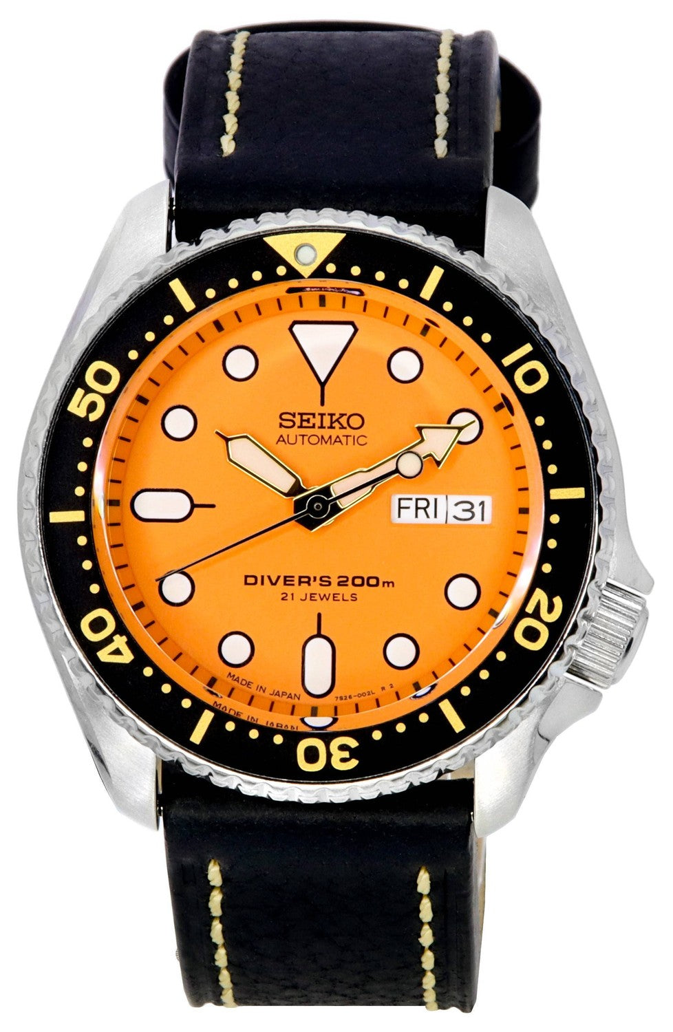 Seiko Automatic Diver's Ratio svart läder SKX011J1-var-LS2 200M herrklocka
