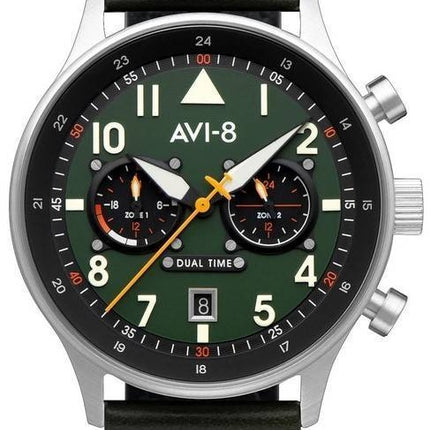 AVI-8 Hawker Hurricane Carey Dual Time Merville Green Dial Quartz AV-4088-02 herrklocka