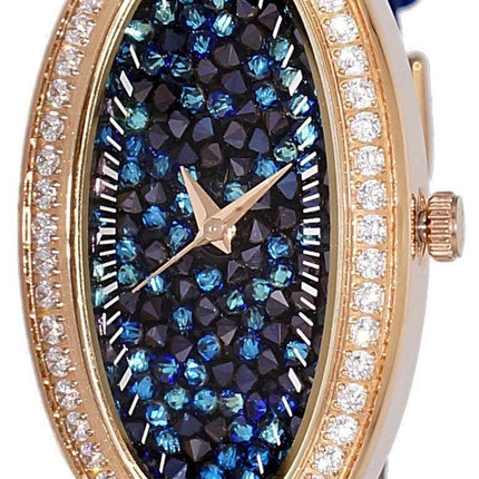 Adee Kaye Aura Collection Crystal Accents Blue Dial Quartz AK2523-LR GBU Damklocka