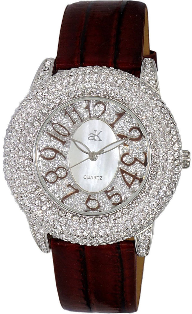 Adee Kaye Bello Collection Kristall Accenter Vit Pärlemor Urtavla Quartz AK2117-LBN Damklocka