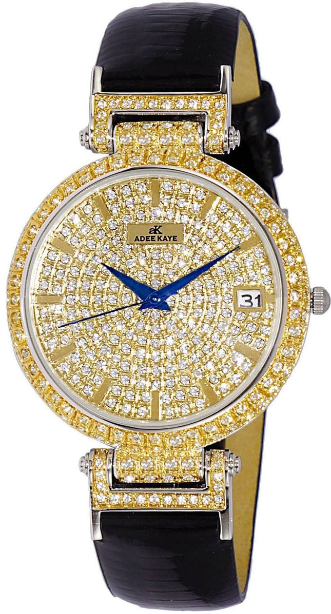 Adee Kaye Embellish Collection Crystal Accents Pave Dial Quartz AK2529-MG Damklocka