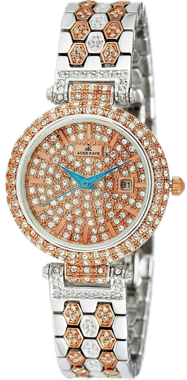Adee Kaye Finess Crystal Accents Gold Tone Dial Quartz AK2526-L2R Damklocka