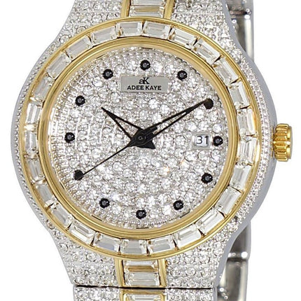 Adee Kaye Fussy G-2 Collection Diamond Accents Pave Dial Quartz AK2525-L2G Damklocka
