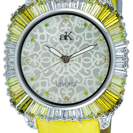 Adee Kaye Liberty - G2 Collection Crystal Accents Mother Of Pearl Dial Quartz AK2722-SGN Damklocka