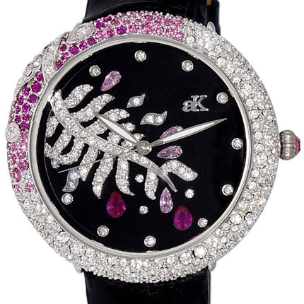 Adee Kaye Majestic Collection Crystal Accents Black Dial Quartz AK2118-L Damklocka