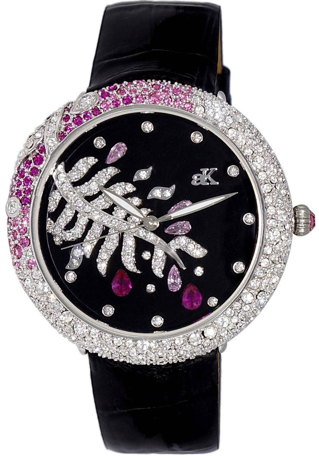 Adee Kaye Majestic Collection Crystal Accents Black Dial Quartz AK2118-L Damklocka