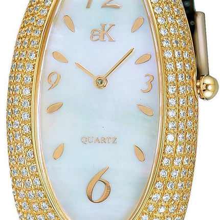 Adee Kaye Pear Collection Crystal Accenter Vit Pärlemor Urtavla Quartz AK2527-LG Damklocka