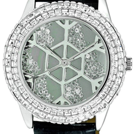 Adee Kaye Snowflakes Collection Crystal Accenter Grå Urtavla Quartz AK2115-L Damklocka