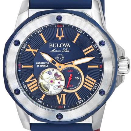 Bulova Marine Star Open Heart Blue Dial Automatic Diver's 98A282 200M herrklocka