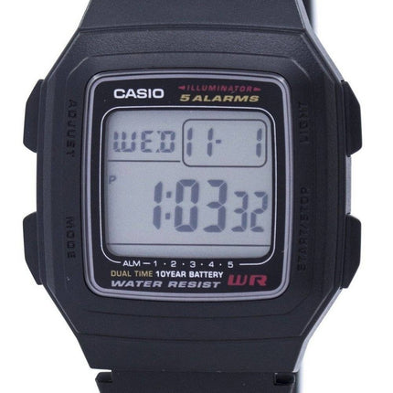 Casio Digital 5 Larm Dual Time Illuminator F-201WA-1ADF F201WA-1ADF Herrklocka