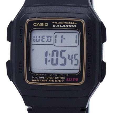 Casio Digital 5 Larm Dual Time Illuminator F-201WA-9ADF F201WA-9ADF Herrklocka