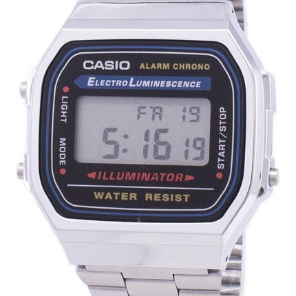 Casio Digital Alarm Chrono rostfritt stål A168WA-1WDF A168WA-1W unisexklocka