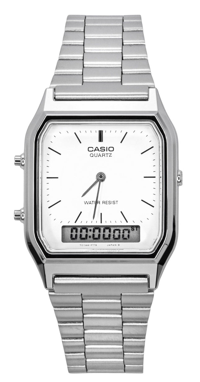 Casio Vintage Dual Time Alarm Quartz Analog Digital AQ-230A-7DMQ AQ230A-7DMQ Unisexklocka