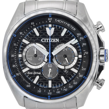 Citizen Eco-Drive kronograf rostfritt stål svart urtavla CA4560-81E 100M herrklocka