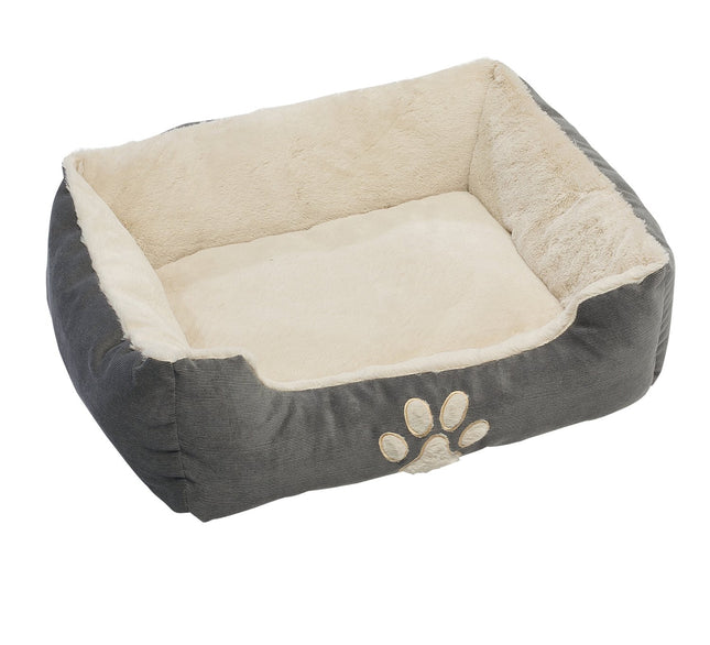 FURVEO - Bädd för hund och katt med upphöjd kant och mjuk yta, 60×48×18 cm