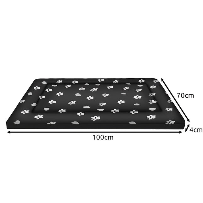 FURVEO - Hundbädd med avtagbart överdrag, svart/vit, 100×70×4 cm