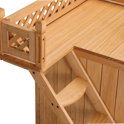 FURVEO - Cat House with Balcony, 2 Floors, Indoor/Outdoor Use