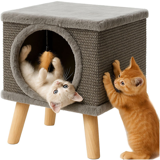 FURVEO - Klösträd med sisal för klös och aktivitet i hemmet, 38×32×32 cm