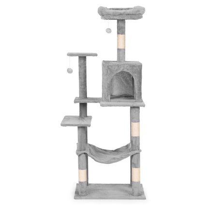 FURVEO - Klösträd med sisal, hängmatta och liggplattform, grå, 110 cm
