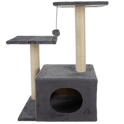 FURVEO - Klösträd med sisal och liggplattform, grå/beige, 71 cm, 00021712