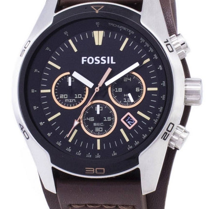 Fossil Coachman Chronograph Svart Urtavla Brun Läder CH2891 Herrklocka