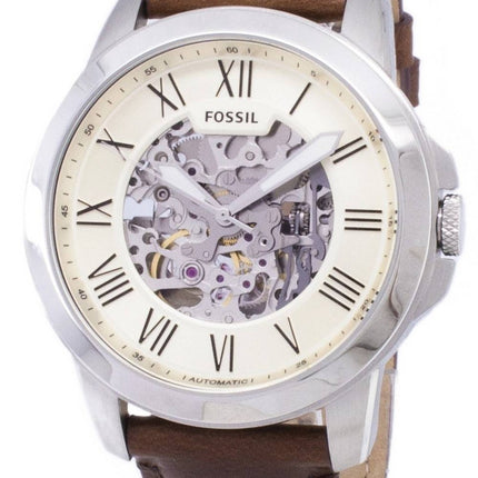 Fossil Grant Automatisk Beige Skeleton Dial ME3099 Herrklocka