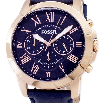 Fossil Grant Chronograph blå läderrem FS4835 herrklocka