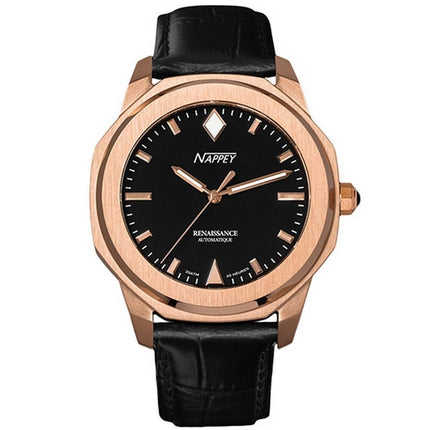 Nappey Renaissance Rose Gold And White Automatisk NY41-BD2M-1B3A 200M unisexklocka