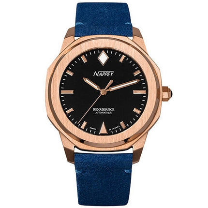 Nappey Renaissance Rose Gold And White Automatisk NY41-BD2M-3B4A 200M unisexklocka