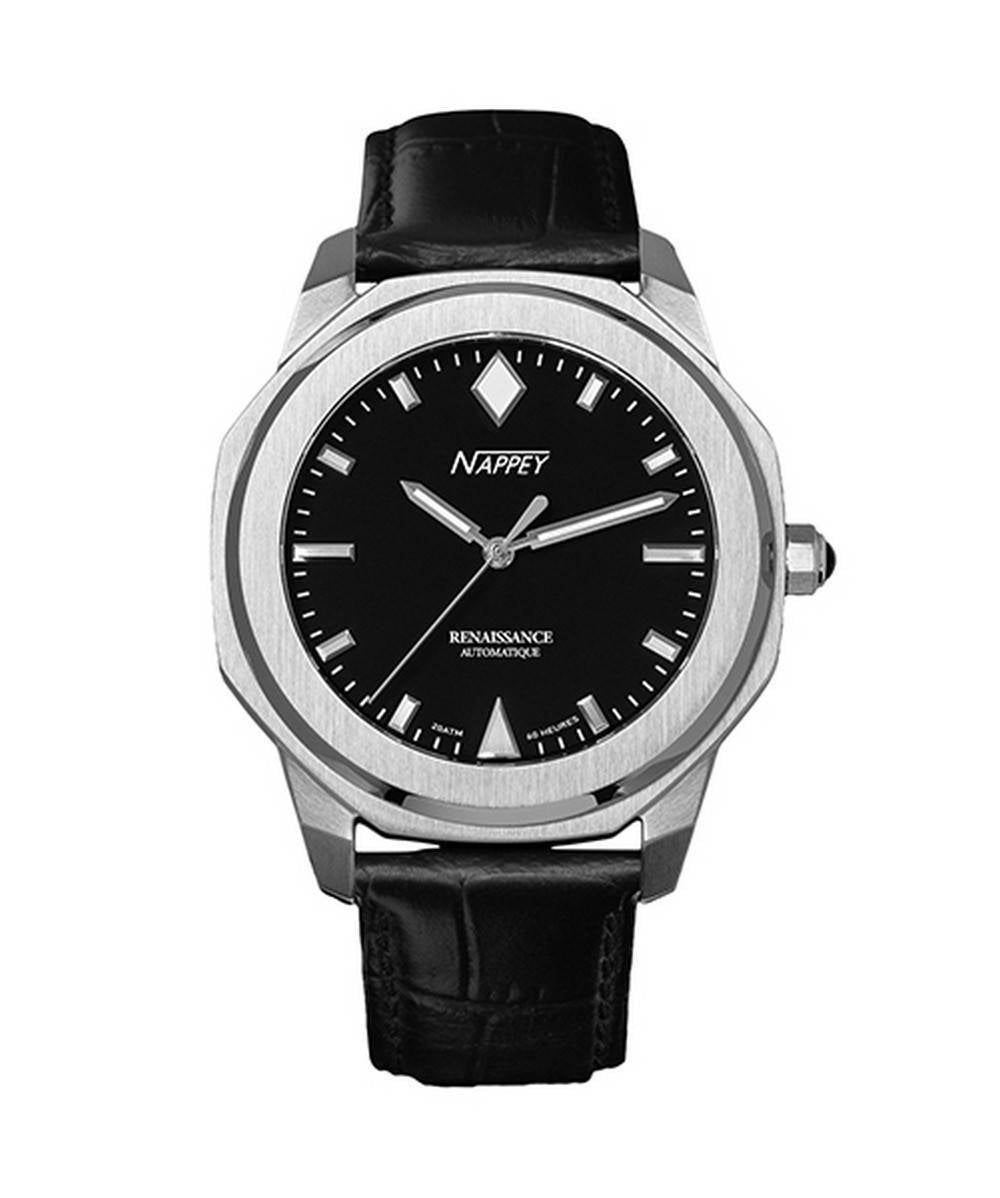 Nappey Renaissance Steel And Black Automatisk NY41-AD1M-3B6A 200M unisexklocka