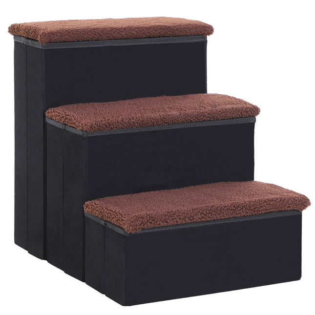 PAWROOM - Hopfällbar hundtrappa med 3 steg, svart, 40×54×48 cm
