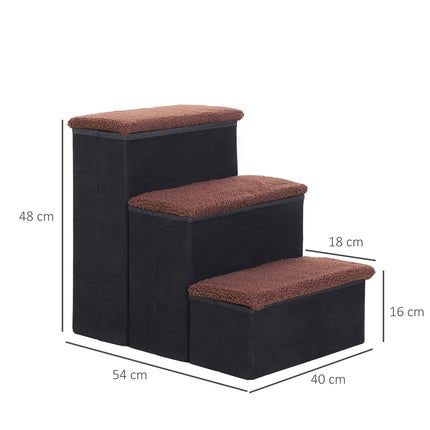 PAWROOM - Hopfällbar hundtrappa med 3 steg, svart, 40×54×48 cm