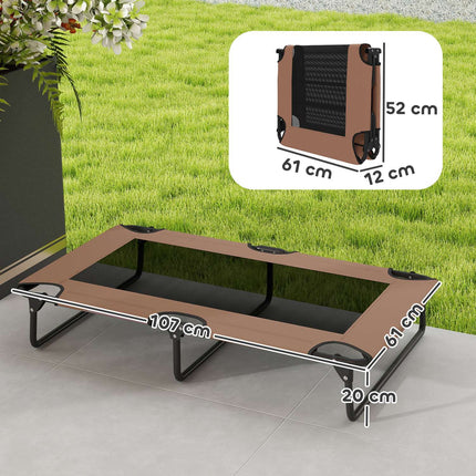 PAWROOM - Hopfällbar upphöjd hundsäng, brun/svart, 107×61×20 cm