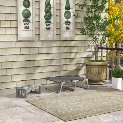PAWROOM - Outdoor raised dog bed, gray Oxford, for small dogs