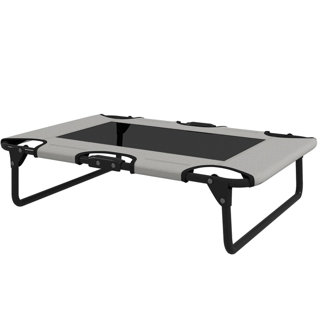 PAWROOM - Hopfällbar upphöjd hundsäng, ljusgrå/svart, 75×51×18 cm