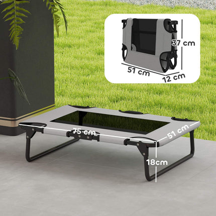 PAWROOM - Foldable mesh raised dog bed - outdoors & breathable 75x51x18 cm