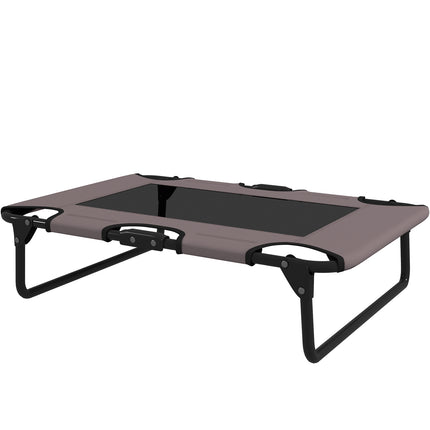 PAWROOM - Hopfällbar upphöjd hundsäng med nättyg, brun/svart, 75×51×18 cm