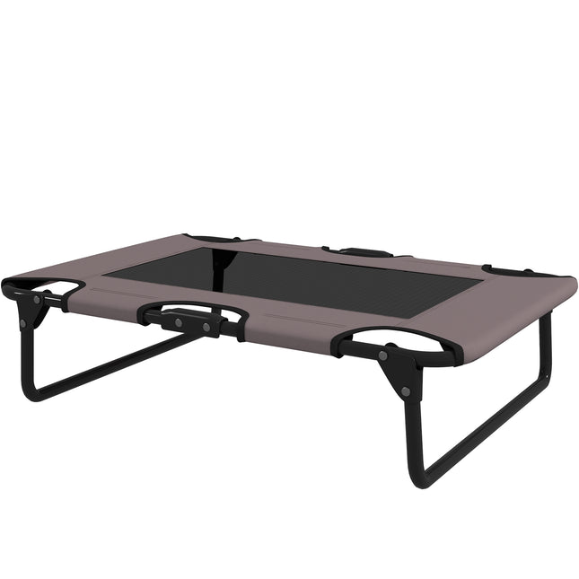 PAWROOM - Hopfällbar upphöjd hundsäng med nättyg, brun/svart, 75×51×18 cm