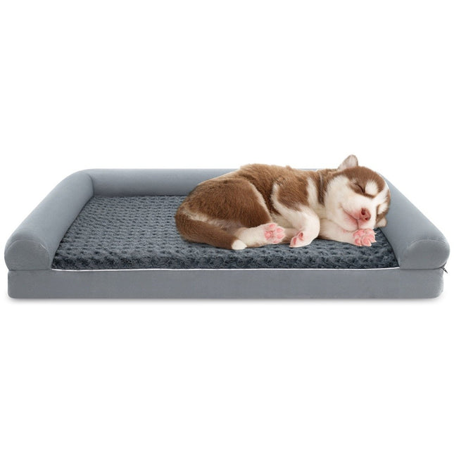 PAWROOM - Hundbädd L med skumfyllning och halkskydd, grå, 113×89×18 cm