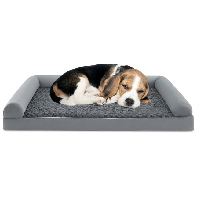 PAWROOM - Hundbädd XL med skumfyllning och halkskydd, grå, 113×89×18 cm
