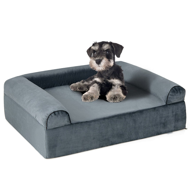 PAWROOM - Hundbädd med minnesskum och skumfyllning, grå, 102×81×30,5 cm