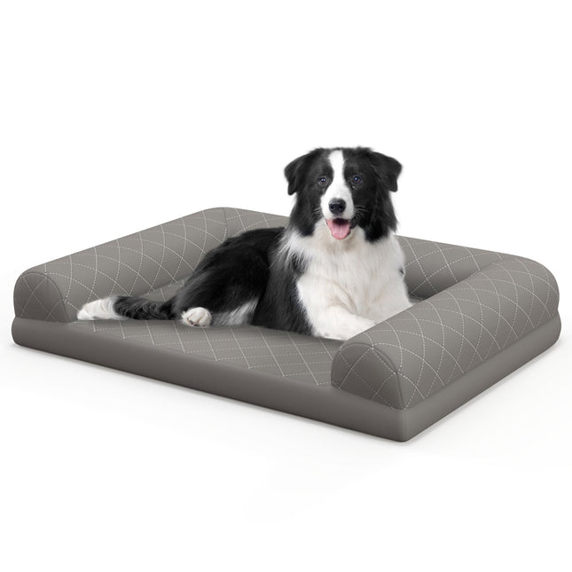 PAWROOM - Hundbädd med skumfyllning och halkskydd, grå, 90×69×18 cm