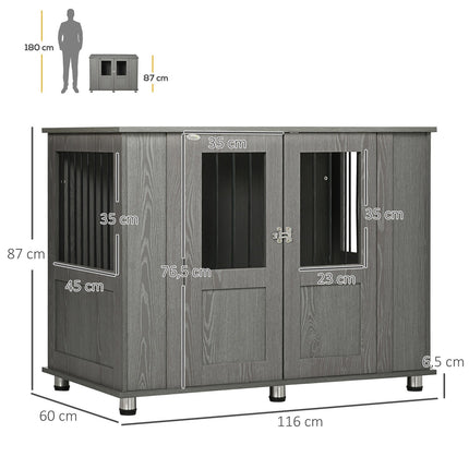 PAWROOM - Hundbur med möbelfunktion för hundens plats hemma, grå, 116×60×87 cm