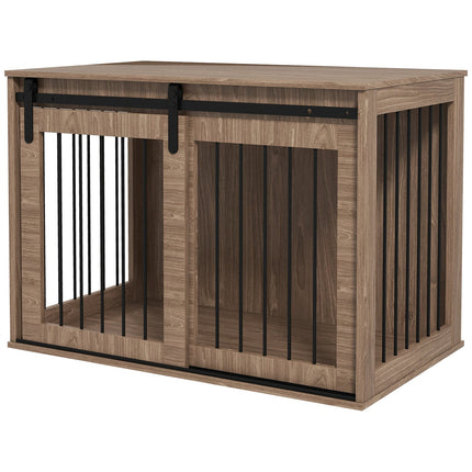 PAWROOM - Sliding door dog cage - wooden look, locking, large 30 kg