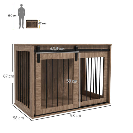 PAWROOM - Sliding door dog cage - wooden look, locking, large 30 kg