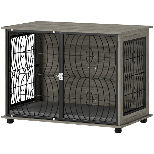 PAWROOM - Hundkoja för inomhusbruk med ventilation, grå, 100×60×73,5 cm